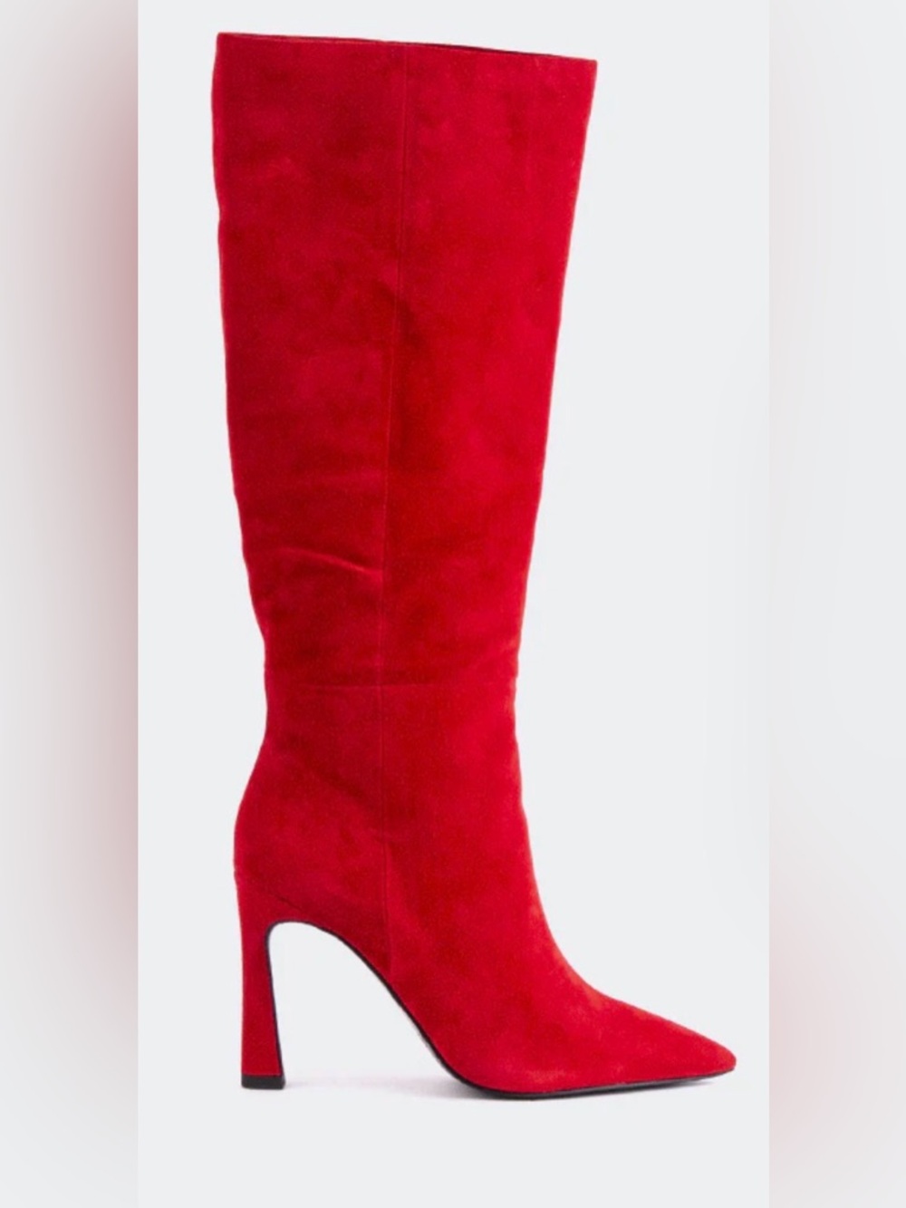 L'INTERVALLE | Red Suede Pointed Toe Stiletto Boots - Picture 8 of 8